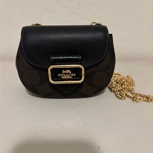 Coach Morgan card case Black and Brown with Gold Chain